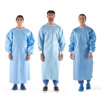 A visual showcasing the various high-performing surgical gown by Toffeln, all fully certified for use in healthcare. 
